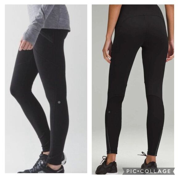 Lululemon Women's Size 4 Cold Weather High-Rise Running Tight 28" Black Leggings - Picture 1 of 10